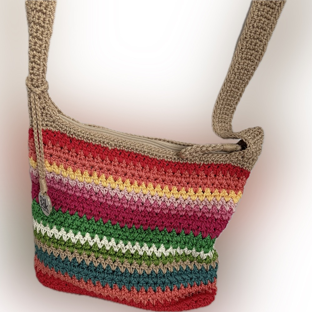 The Sak Multicolor stripes Crochet Crossbody Bag